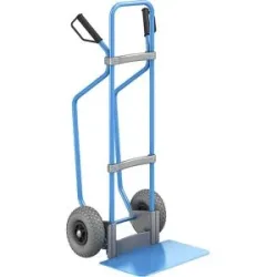 Sackkarre mit Kufen, blau, Schaufel-BxT 450 x 350 mm, blau, PU-Bereifung eurokraft pro