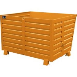 Kippbehälter, stapelbar, Volumen 1,5 m³, gelborange RAL 2000 eurokraft pro