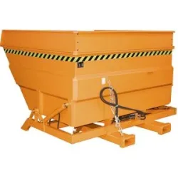 XXL-Kippbehälter mit Aufrichthilfe, Volumen 4 m³, mit Aufsatzrahmen und Hydraulik, gelborange eurokraft pro