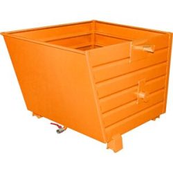 Späne-Stapelkipper BSL mit Lochblechboden, Volumen 0,9 m³, gelborange eurokraft pro