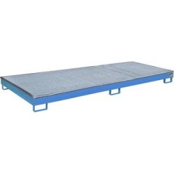 Regal-Bodenwanne mit PE-Einsatz, mit Rost, 240 l, LxBxH 3265 x 1315 x 195 mm, blau eurokraft pro