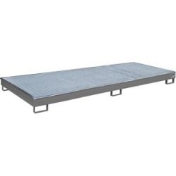 Regal-Bodenwanne mit PE-Einsatz, mit Rost, 240 l, LxBxH 3265 x 1315 x 195 mm, grau eurokraft pro