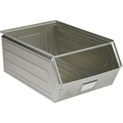 kaiserkraft Sichtlagerkasten aus Stahlblech, LxBxH 700 x 450 x 300 mm, mit Tragstab, verzinkt, ab 10 Stk