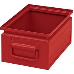 kaiserkraft Stapelkasten aus Stahlblech, Volumen ca. 9 l, feuerrot RAL 3000