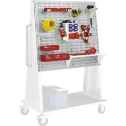 Schlitzplatte aus Stahl für Werkzeugmobil, LxB 991 x 457 mm, weißaluminium RAL 9006 eurokraft pro