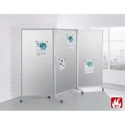 kaiserkraft Mobile Faltstellwand, schwer entflammbar, Alurahmen, Tafelfläche magnetisch, HxBxT 1900 x 2800 x 450 mm, silber