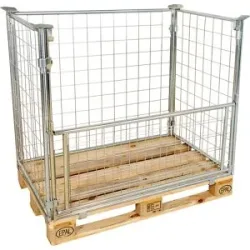 Gitter-Aufsatzrahmen, Längswand halb klappbar, zum Aufsetzen, für Paletten 1200 x 800, H 1000 mm, verzinkt ratioform economy