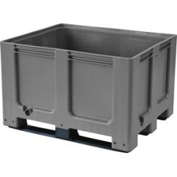 Palettenbox Big Box 680 l, B 1200 x T 1000 x H 790 mm, geschlossen, silbergrau, 3 Kufen