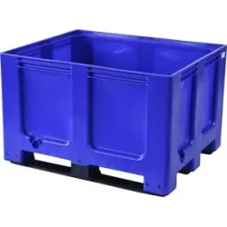 Palettenbox Big Box 680 l, B 1200 x T 1000 x H 790 mm, geschlossen, blau, 3 Kufen