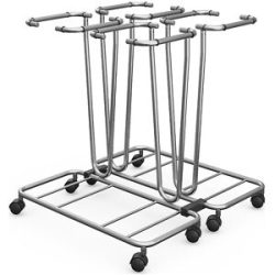 kaiserkraft Müllsackständer ohne Deckel, für Volumen 4 x 70 l, Fahrgestell, Edelstahl
