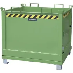 Klappbodenbehälter, Volumen 1,0 m³, resedagrün RAL 6011 eurokraft pro