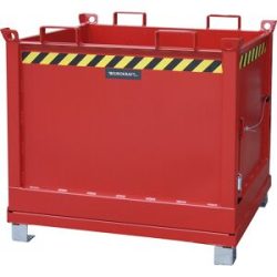 Klappbodenbehälter, Volumen 1,0 m³, feuerrot RAL 3000 eurokraft pro