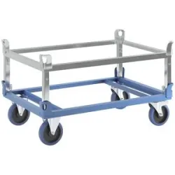 Paletten-Fahrgestell mit Aufsetzrahmen, Tragfähigkeit 1000 kg, blau eurokraft pro