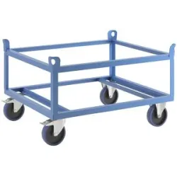 Fahrgestell aus Stahl, für Industriepaletten, Tragfähigkeit 1000 kg, Ladehöhe 650 mm, blau eurokraft pro