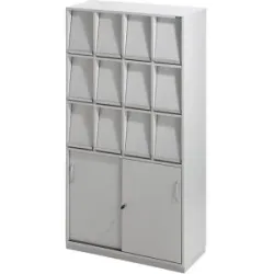 Klappenschrank, mit 12 Klappen und Schiebetürschrank, HxBxT 1864 x 1000 x 420 mm eurokraft pro