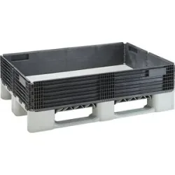 KIGA Kunststoffaufsatzrahmen KIGAFRAME®, L 1200 × B 800 × H 200 mm, stapelbar, PP/PE Recycling-Mix, schwarz