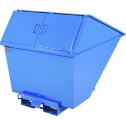 Kippbehälter mit Hochdeckel, blau, Volumen 1100 l eurokraft basic