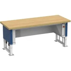 kaiserkraft Schwerlasttisch, elektrisch höhenverstellbar, Plattenbreite 2030 mm, Flächentraglast 1000 kg, enzianblau RAL 5010