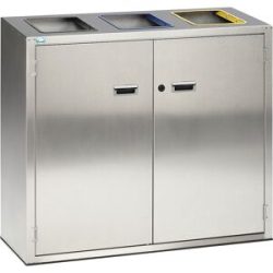 VAR® Wertstoffsortiersystem aus Edelstahl, Einwurföffnungen, 3x 90 Liter