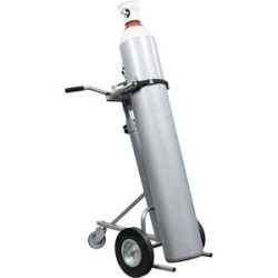 kaiserkraft Gasflaschenkarre mit automatischen Klemmen, für 1 Flasche mit Ø 200 - 300 mm, Tragfähigkeit 150 kg