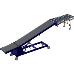 kaiserkraft Be- und Entladeförder, Tragfähigkeit 30 kg/m, Bahnlänge 4200 - 6200 mm, B 600 mm