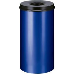 kaiserkraft Sicherheits-Papierkorb, Stahl, selbstlöschend, Volumen 50 l, HxØ 625 x 335 mm, Korpus blau / Löschkopf schwarz
