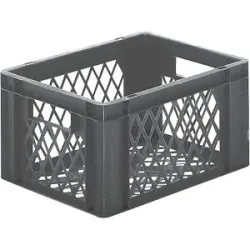 kaiserkraft Euro-Format-Stapelbehälter, Wände und Boden durchbrochen, LxBxH 400 x 300 x 210 mm, grau, VE 5 Stk