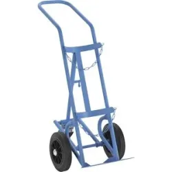Stahl- und Gasflaschenkarre, für Stahlflasche bis Ø 285 mm, bis Höhe 1,2 m, mit Stützrad, Vollgummireifen eurokraft pro