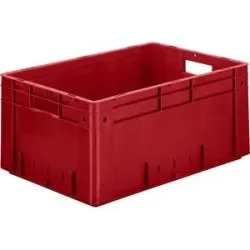 kaiserkraft Schwerlast-Euro-Behälter, Polypropylen, Volumen 50 l, LxBxH 600 x 400 x 270 mm, Wände geschlossen, Boden geschlossen, rot, VE 2 Stk