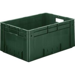 kaiserkraft Schwerlast-Euro-Behälter, Polypropylen, Volumen 50 l, LxBxH 600 x 400 x 270 mm, Wände geschlossen, Boden geschlossen, grün, VE 2 Stk