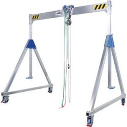 Aluminium-Portalkran ALU1, mit Stirnradflaschenzug, Tragfähigkeit 1500 kg, Aufhängehöhe 2170 - 3020 mm Vetter