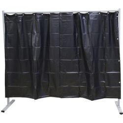 kaiserkraft Schweißer-Schutzwand fahrbar, 1 teilige Ausführung, HxB 1900 x 2100 mm, mit Schweißerschutzfolie, dunkelgrün