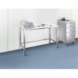 kaiserkraft Edelstahl-Reinraumtisch mit Polypropylen-Platte, Gestell aus Edelstahl, Höhe 900 mm, BxT 1600 x 800 mm
