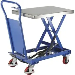 kaiserkraft Hubplattformwagen Standard, Edelstahlplattform, Tragfähigkeit 750 kg