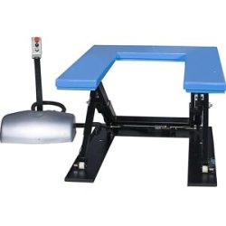 kaiserkraft Flachform-Hubtisch, U-Plattform, Tragfähigkeit 1000 kg, Betriebsspannung 400 V