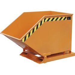 Kippmulde mit Klappmechanismus, kastenförmig, Volumen 0,4 m³, orange RAL 2000 eurokraft pro