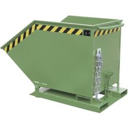 Kippmulde mit Klappmechanismus, kastenförmig, Volumen 0,6 m³, grün RAL 6011 eurokraft pro