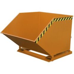 Kippmulde mit Klappmechanismus, kastenförmig, Volumen 1 m³, orange RAL 2000 eurokraft pro