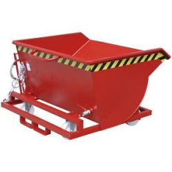 Kippbehälter für Späne, mit Polyamidrädern, Volumen 0,5 m³, feuerrot eurokraft pro