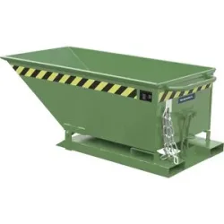 Kippmulde mit Klappmechanismus, Bauform niedrig, Volumen 0,25 m³, grün RAL 6011 eurokraft pro