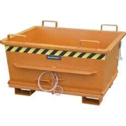 Konischer Klappbodenbehälter, Volumen 0,5 m³, Traglast 1000 kg, orange RAL 2000 eurokraft pro