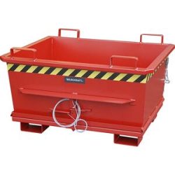 Konischer Klappbodenbehälter, Volumen 0,5 m³, Traglast 1000 kg, rot RAL 3000 eurokraft pro