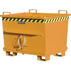 Konischer Klappbodenbehälter, Volumen 0,7 m³, Traglast 1500 kg, orange RAL 2000 eurokraft pro