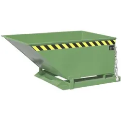 Kippmulde mit Klappmechanismus, Bauform niedrig, Volumen 0,4 m³, grün RAL 6011 eurokraft pro