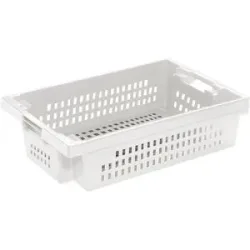 kaiserkraft Drehstapelbehälter aus HDPE, Volumen 25 l, Wände und Boden geschlossen, naturweiß