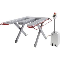 Flachform-Hubtisch, Baureihe E, Tragfähigkeit 900 kg, LxB 1300 x 910 mm, 230 V Wechselstrom Flexlift