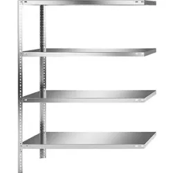 kaiserkraft Edelstahlregal, Regalhöhe 1500 mm, Anbauregal, Breite x Tiefe 1100 x 500 mm