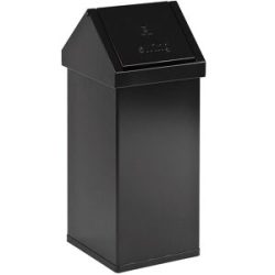 kaiserkraft Abfallbehälter, Aluminium, mit Schwingdeckel, Volumen 55 l, BxHxT 300 x 770 x 300 mm, schwarz