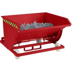 Kippbehälter für Späne, mit Polyamidrädern, Volumen 0,3 m³, feuerrot eurokraft pro