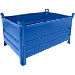 Vollwand-Stapelbehälter, BxL 800 x 1200 mm, Traglast 500 kg, blau, ab 5 Stk Heson